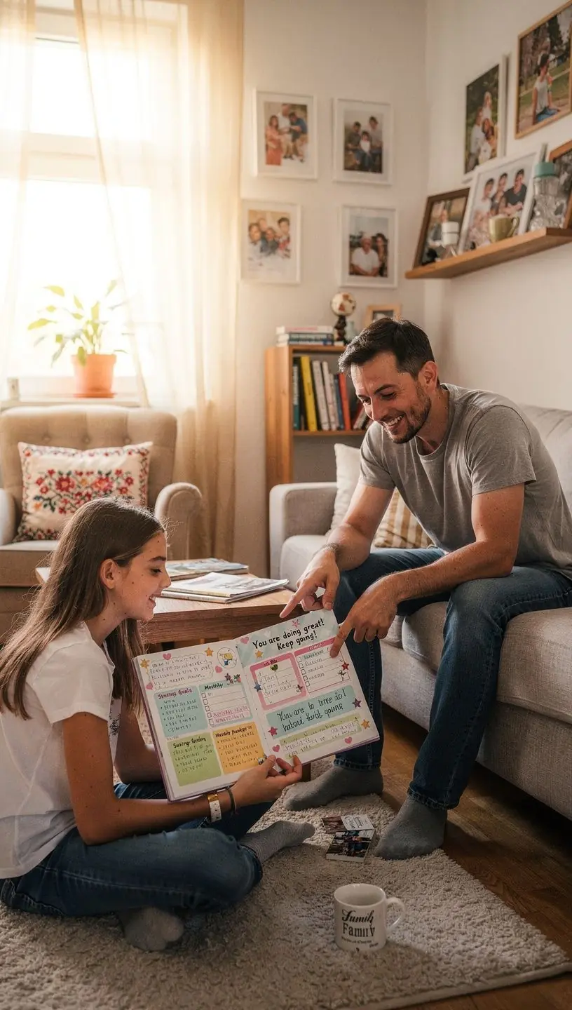 Modern pénzügyi tervező és könyv, amelyek segítik a költségvetés készítését és a pénzügyi célok elérését.
